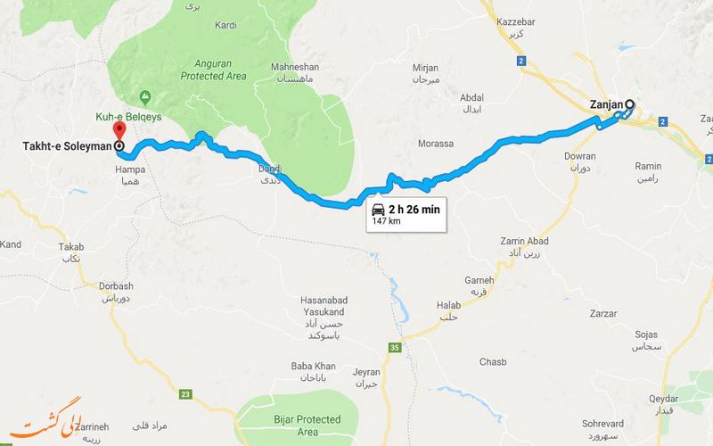 مسیر زنجان تا تخت سلیمان مسیر زنجان تا تخت سلیمان
