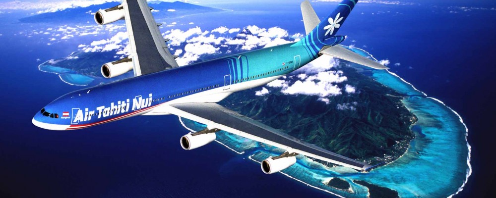 Air-Tahiti-Nui-Airbus-A340-over-Bora-Bora1 دلایل محبوبیت پرواز