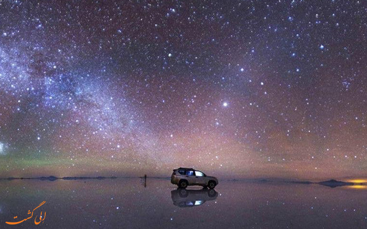 دریاچه نمک بولیوی در شب دریاچه نمک بولیوی در شب