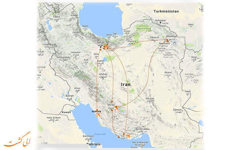مسیرهای پروازی سپهران در ایران مسیرهای پروازی سپهران در ایران